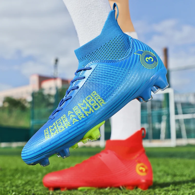 QQ-4000 Ultralight Mens Soccer Shoes Non-Slip Turf Soccer Cleats for Kids TF/FG Training Football Boots Chuteira Campo 34-48