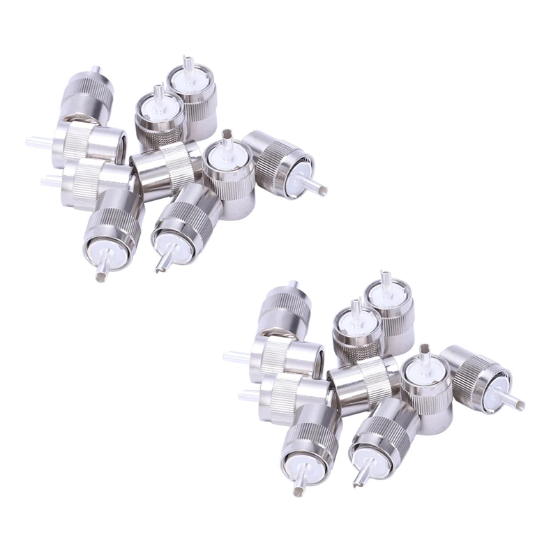 

20Pcs Connector UHF Male PL259 Plug Solder RG8 RG213 LMR400 7D-FB Cable Silver