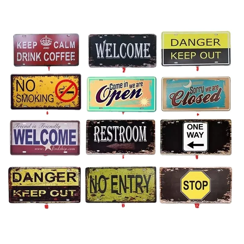 

Предупреждение ждающий девиз «не курить», «Добро пожаловать», «открывать и закрывать», винтажный домашний декор, металлический жестяной зн...
