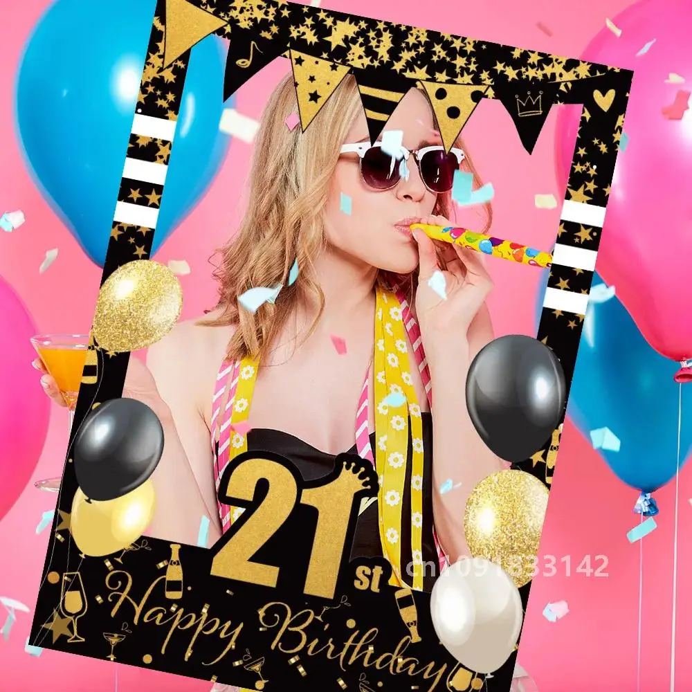 1 шт. черные золотые бумажные ручные фоторамки 18 21 30 40 50 60 лет товары для декора