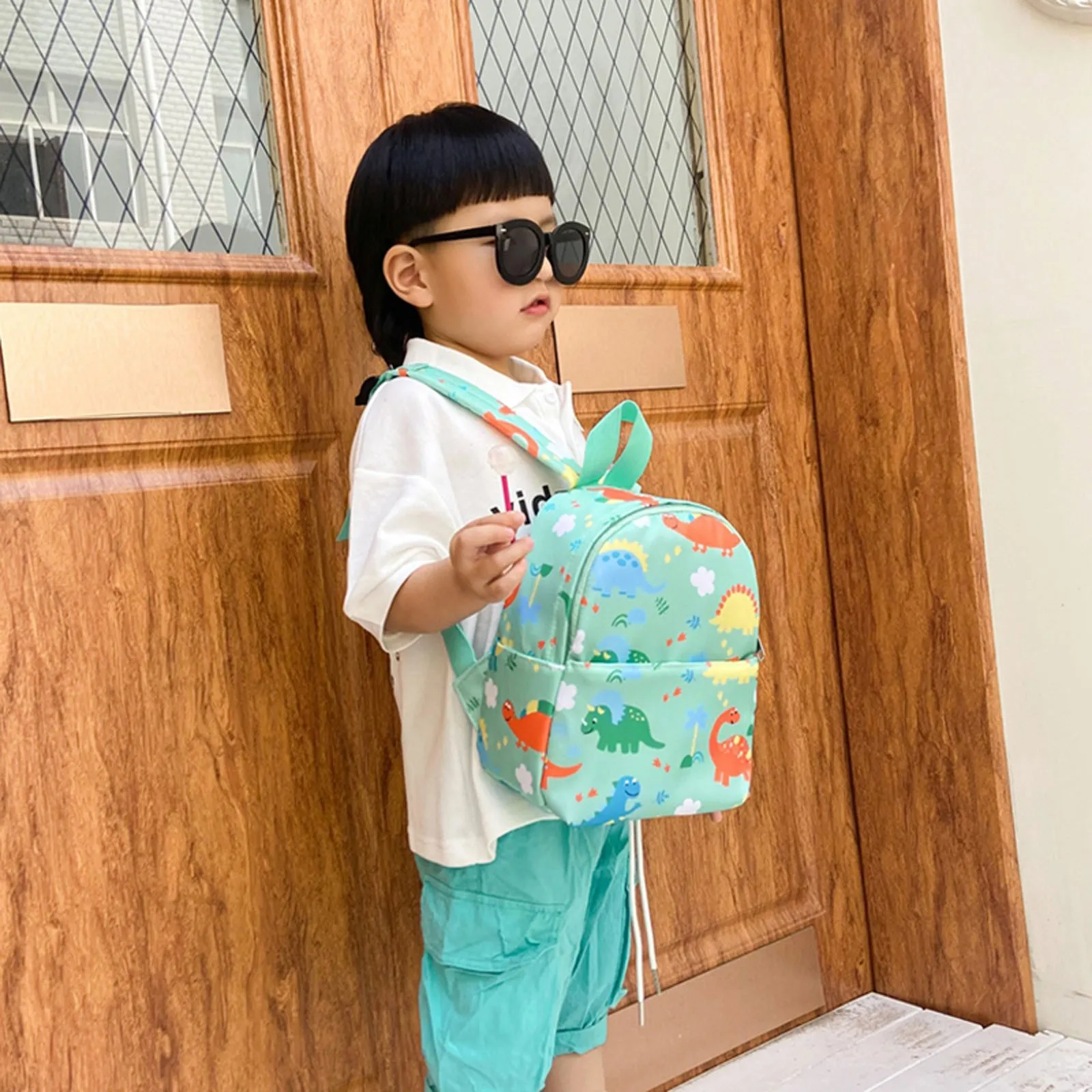 

Biking Backpack with Bladder School Starts Season Cute Fashion Dinosaur Print Child Student Zipper Cartoon School Bag Nylon