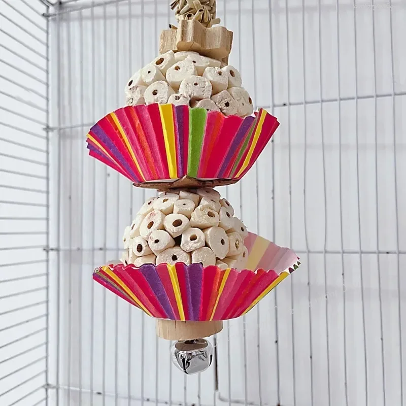 Товары для попугаев игрушки птиц с колокольчиком натуральные деревянные блоки