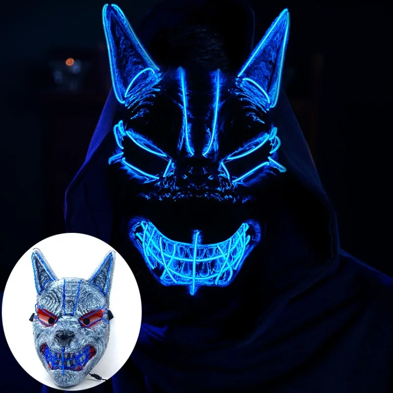 

wolf mask cosplay halloween ghostface masks full face led fun scream ghost oni demon slayer horror maskking for parties Men's