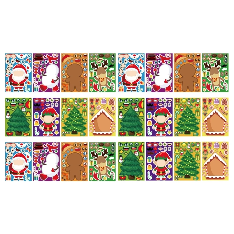 

Funny Assemble Stickers Santa Christmas Tree Socks Face Kids Boys Girls Gifts Kids DIY Puzzle Sticker Christmas Theme