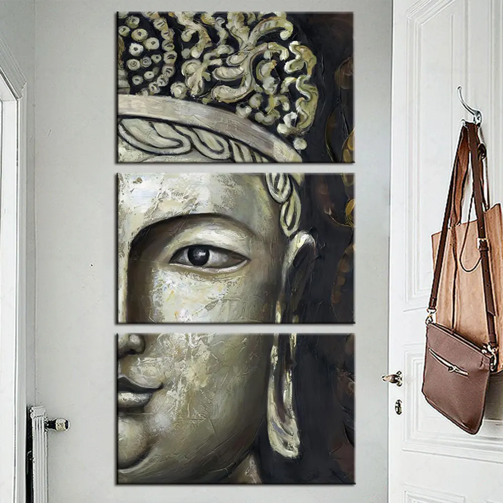 

Artsailing Artwork Inkjet 3 Pieces Large Buddha Face Wall Art Canvas Paintings HD Prints Buddhism Religion Poster Photo Frame