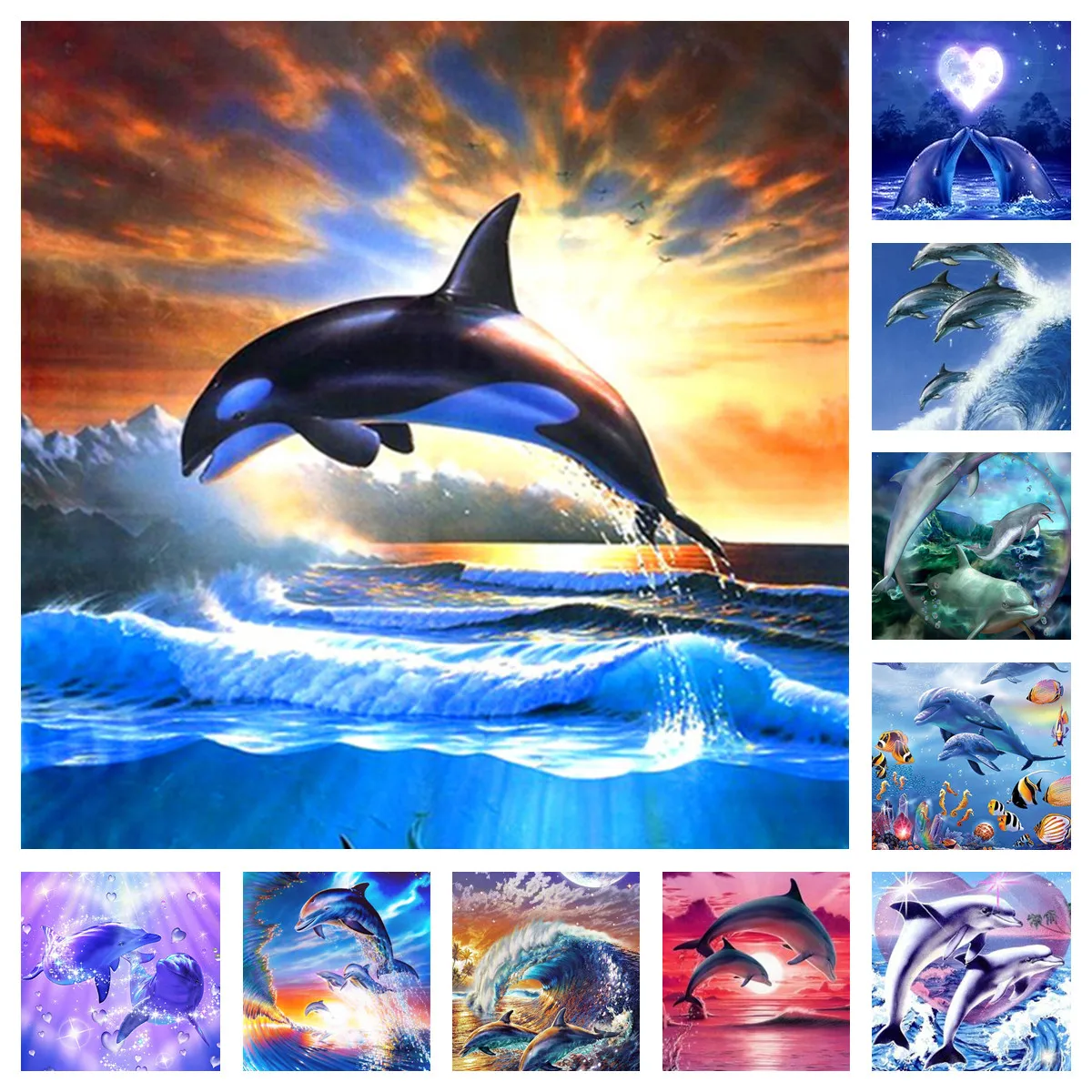 

Алмазная 5D картина «сделай сам», вышивка с морскими животными, дельфинами, мозаика, полноразмерная картина, Набор для вышивки крестиком, домашний декор, праздничный подарок