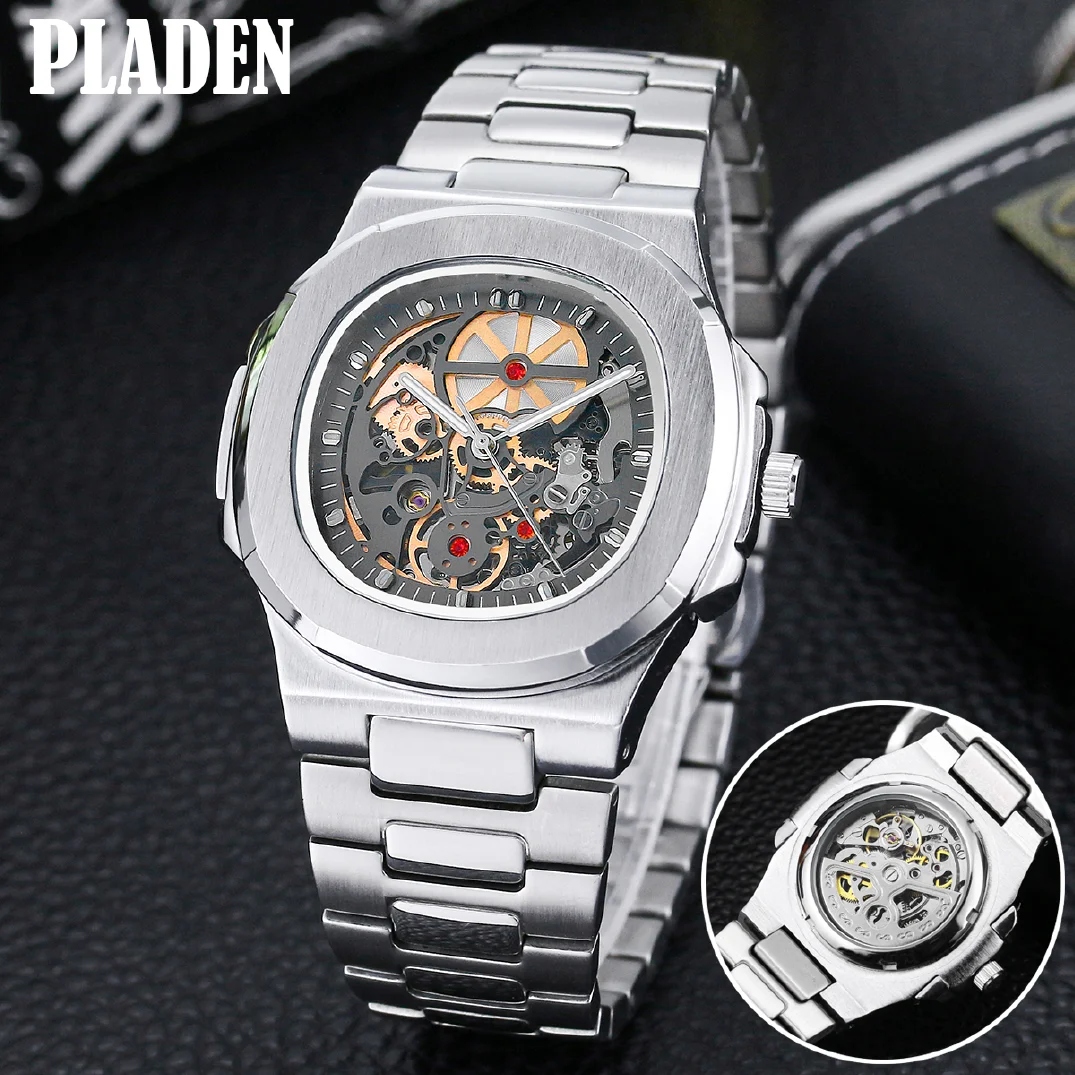 

New Luxury Watch Men Automatic Mechanical Skeleton Tourbillon Male Clock Waterproof Fully 316L Steel Hollow Luminous Timepieces