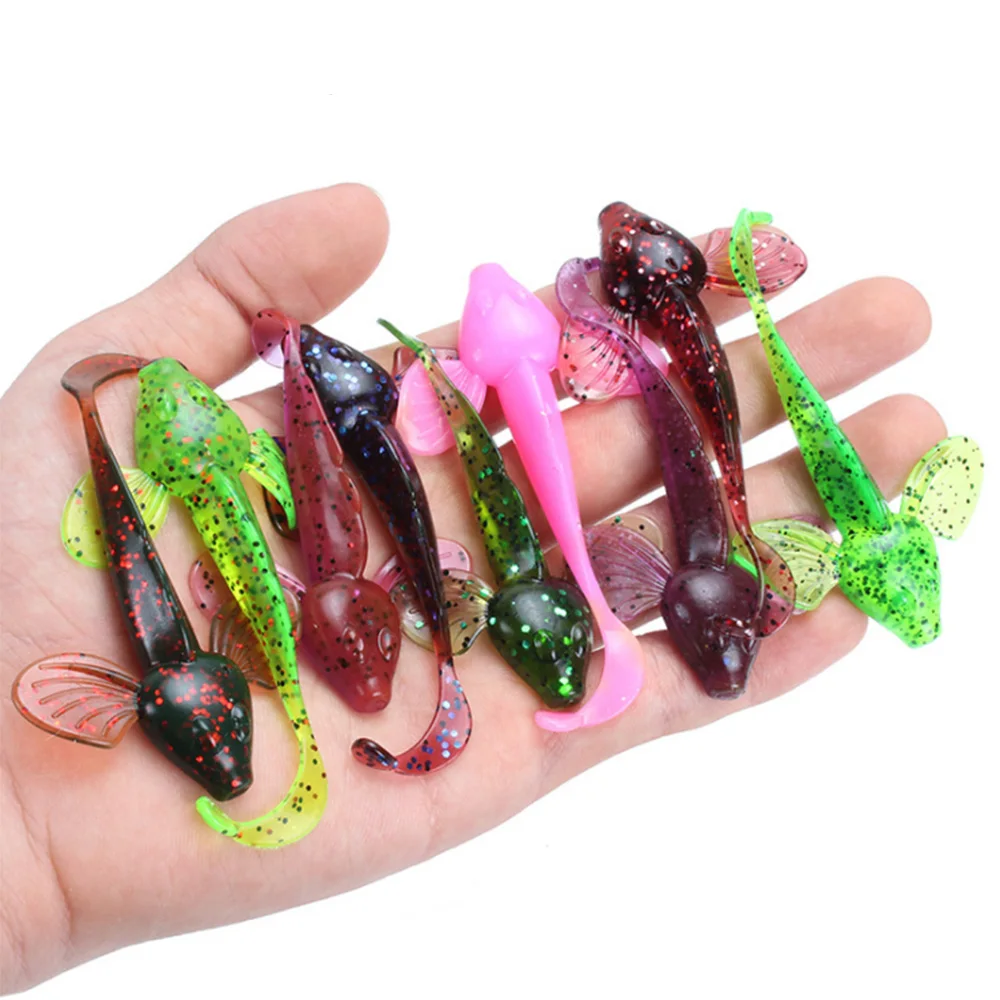 

10pcs Goby Fishing Lure Artificial Silicone Maggots Bait 8cm 3.8g Jumping Dark Sleeper Jig Swimbaits Fishing Bass Pike Lure