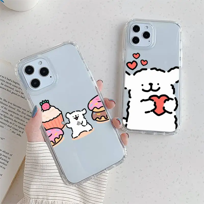 

Korea line- puppymaltese dog Phone Case For Samsung GalaxyS20 S21 S30 FE Lite Plus A21 A51S Note20 Transparent Shell