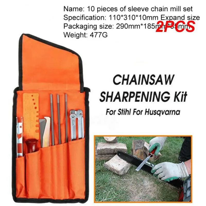 

Набор инструментов для заточки цепи бензопилы, комплект из 2 предметов, ручка из твердой древесины, Круглый/плоский направляющий напильник, точилка для пилок