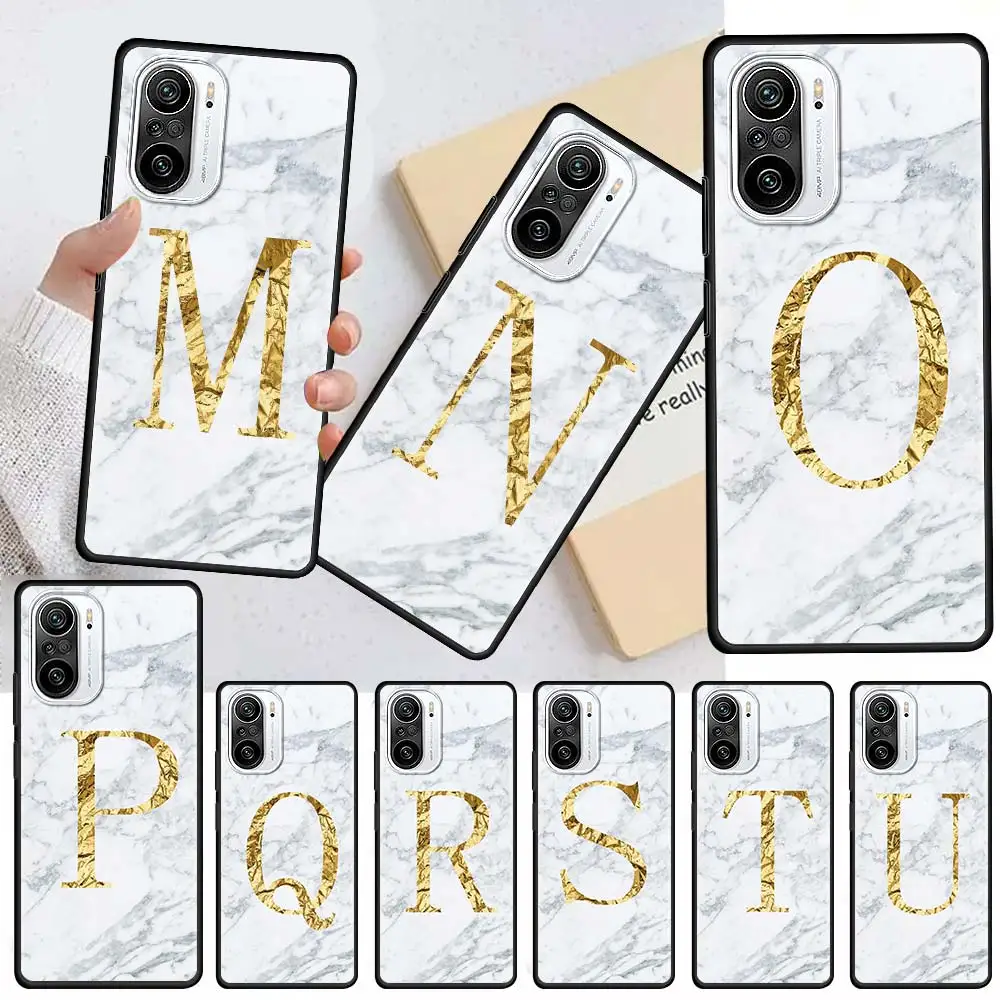 Funda Soft Case For Xiaomi Redmi Note 9S 9 8 10 11 Pro K40 9C 7 8T 9A 7A 9T 8A Black TPU Phone Coque Letter R S Q White Marble