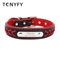 pu pet collar personalized id engraving custom name adjustable puppy anti lost cats collars accessories soft durable necklace