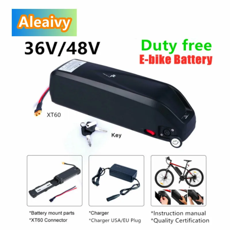 

18650 Batteries Electric Bike Battery Pack 48V 16Ah 36V 20Ah Cells Front Rear Hub / Mid Drive Bicycle Motor Kit with 2A Charger