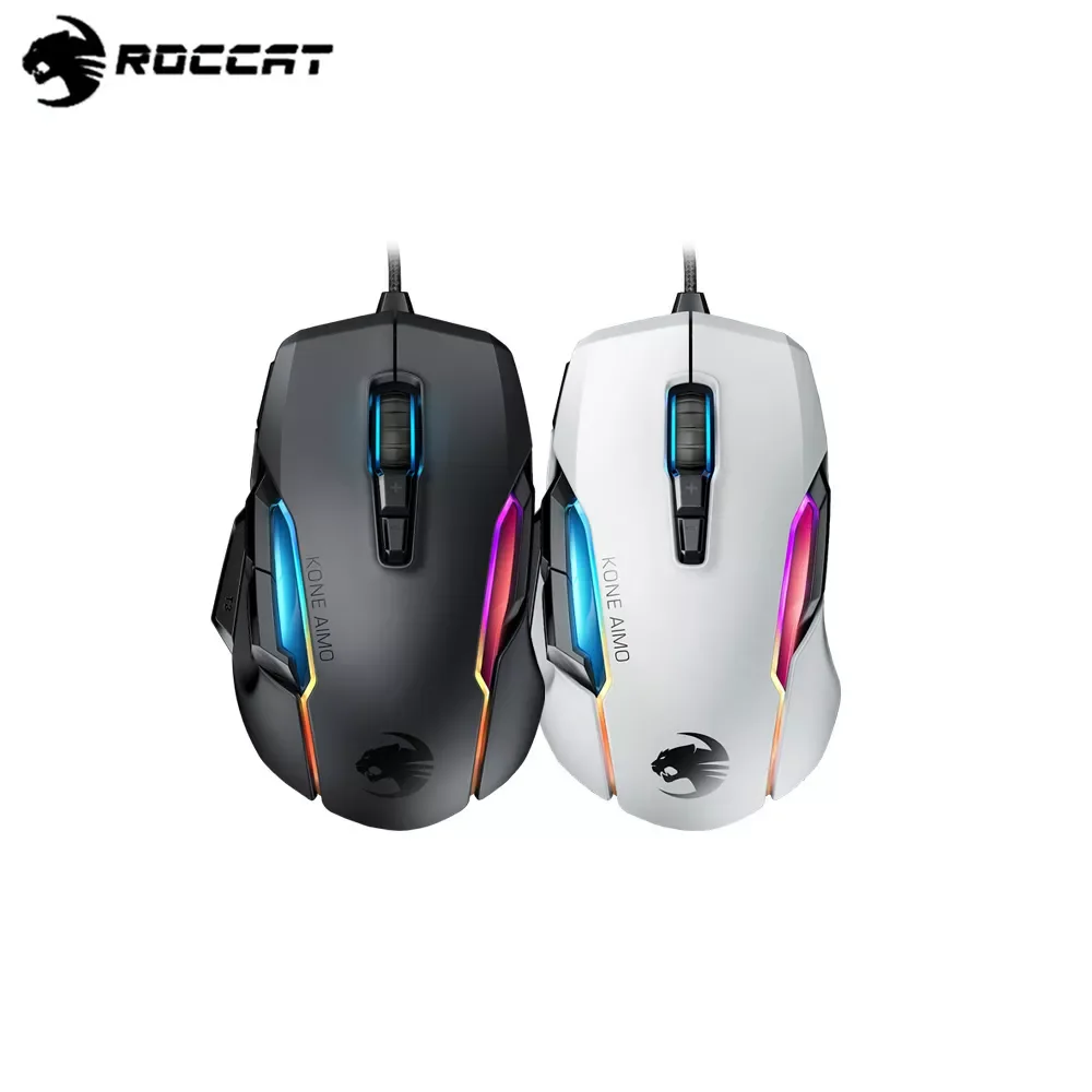 

Original For ROCCAT KONE AIMO Remastered Wired Gaming Mouse For Big Hand，RGB Mice,Programming Macro,16000DPI