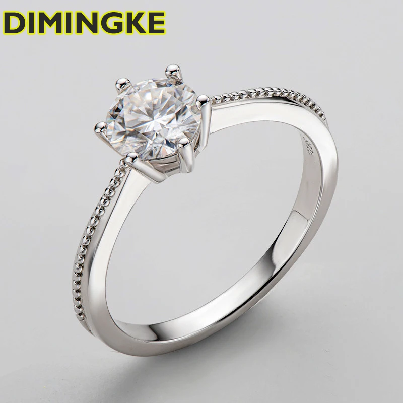 

DIMINGKE Fashion S925 Silver Ring for Women Pass Diamond Test 1 Carat D Moissanite High Jewelry Wedding Cocktail Party