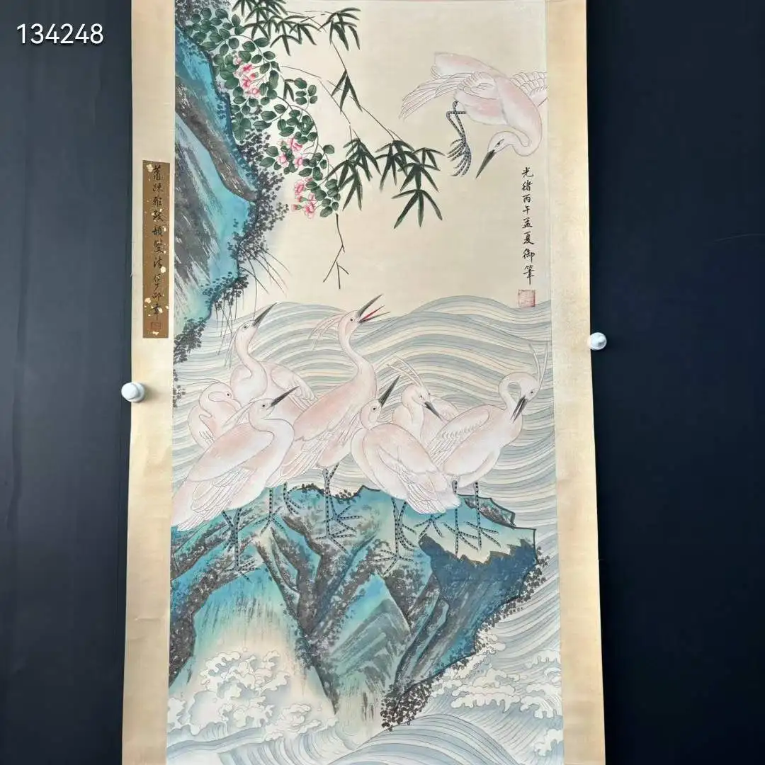 Ручная роспись цветов и птиц живопись прокрутки копия от Empress Dowager Ci Xi 80x200 см