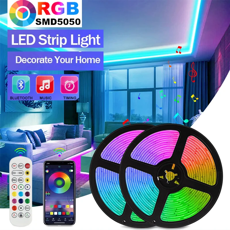 Светодиодная лента RGB5050 с Bluetooth меняющая цвет для подсветки телевизора