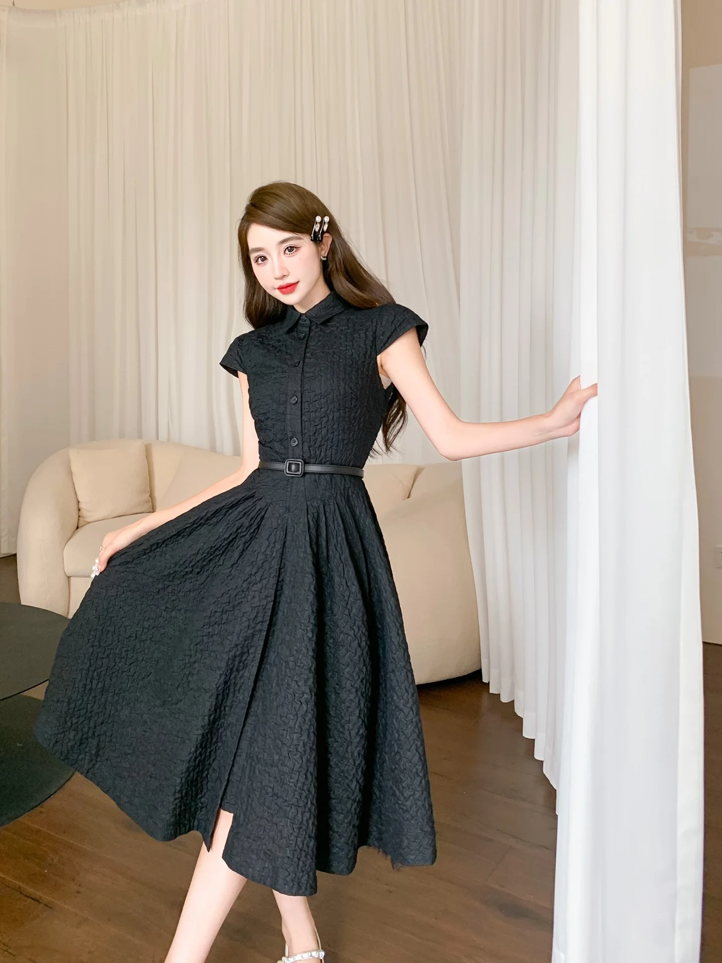 

2023 spring and summer women's clothing fashion new Belt Dress 0526