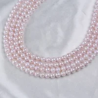 Light pink seawater pearl strand 6-6.5mm AAAA surface clean round pearls beads strand