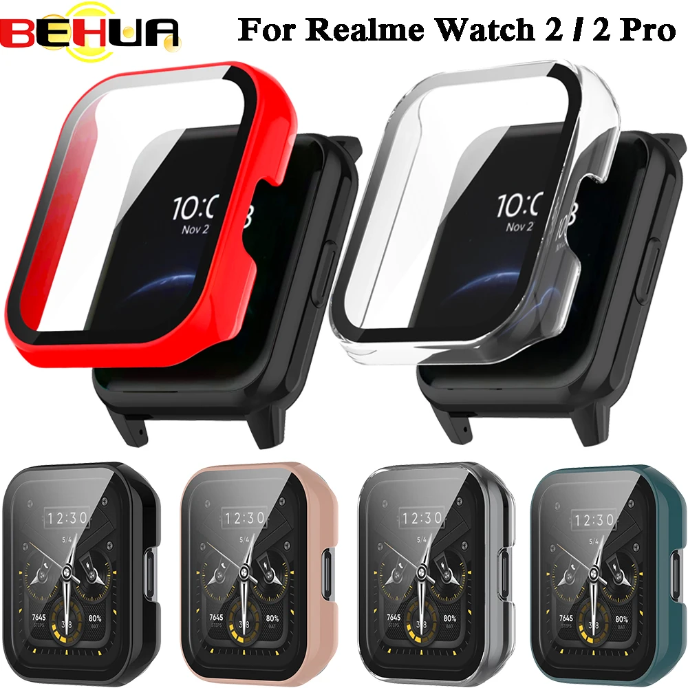 

BEHUA PC Hard Case for Realme Watch 2 Pro Cover with Tempered Film Thin Bumper Protective Shell For Xiaomi Realme Watch2 Frame