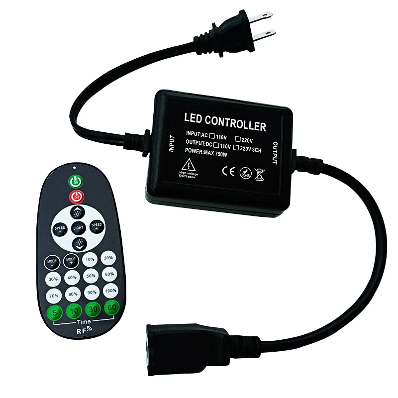 Уличный диммер, 110 В, 220 Вт, водонепроницаемый переключатель питания, RF пульт дистанционного управления, подключаемый, с регулируемой яркостью, ler для светодиодной лампы, гирлянды