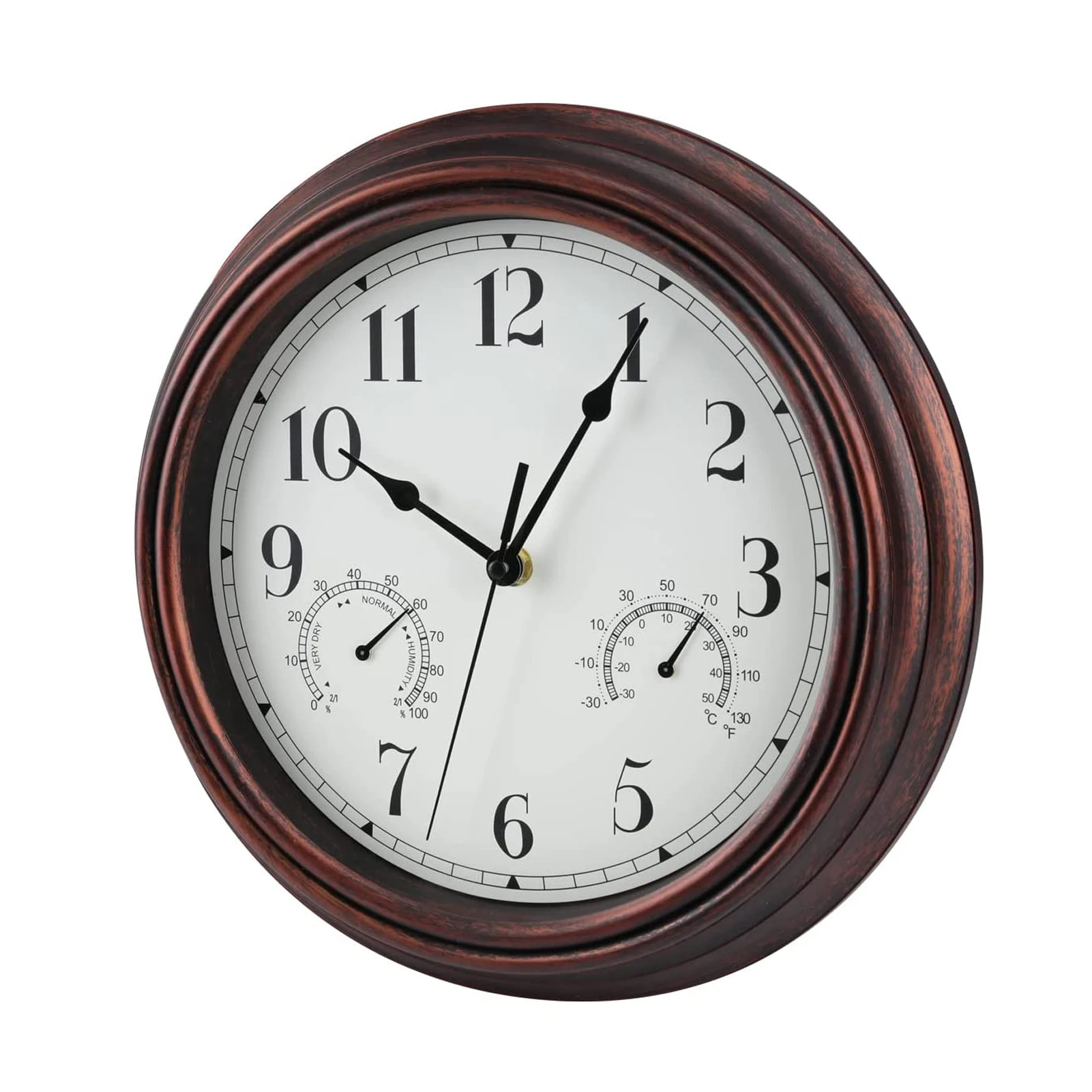 

Wall Clocks Battery Operated 12 Inch Wall Clock Outdoor Indoor Round Modern Clocks With Thermometer & Hygrometer For Office