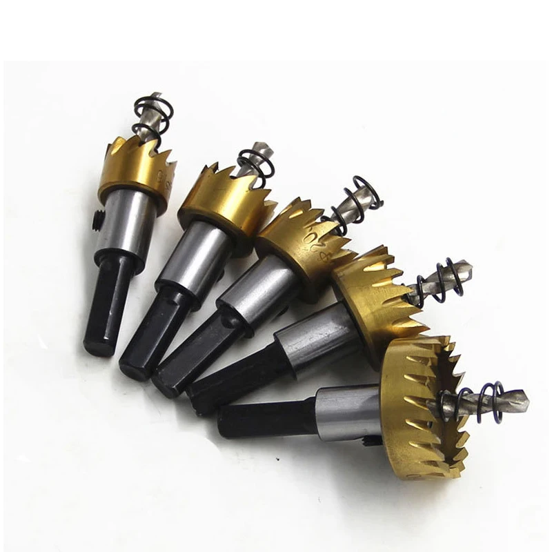 5pcs 16/18.5/20/25/30mm HSS Titanium Carbide Tip Drill Bit Hole Saw Set Stainless Steel Metal Alloy Punch Hole Woodworking Tools