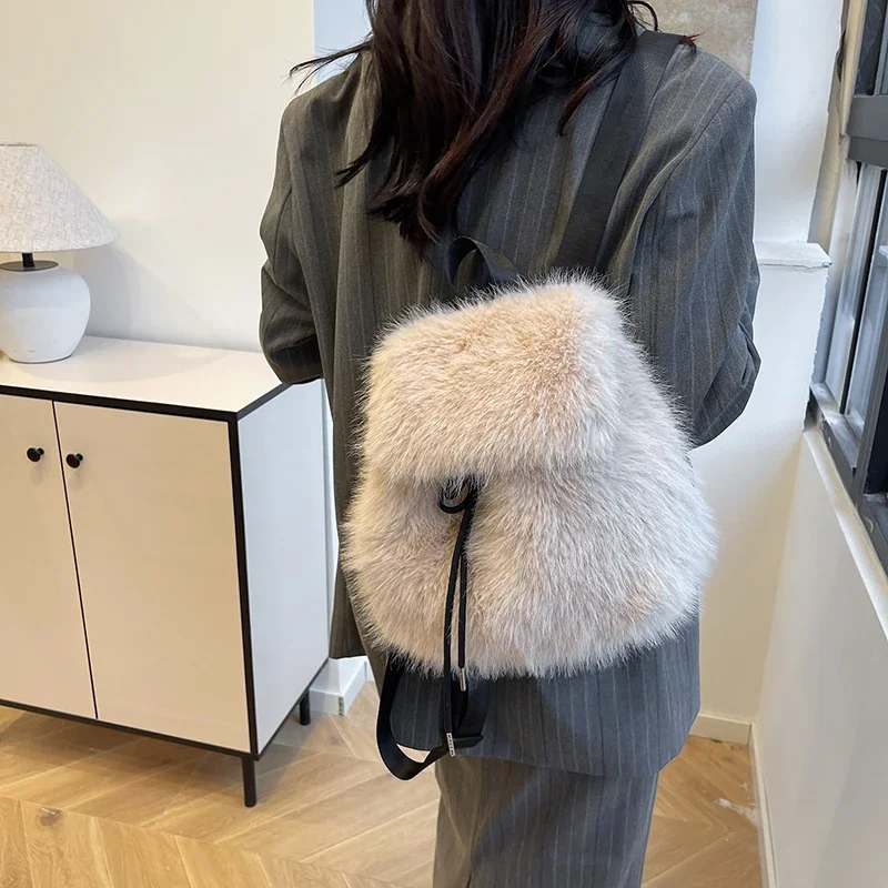 Повседневные новые плюшевые модные рюкзаки из искусственного кроличьего меха