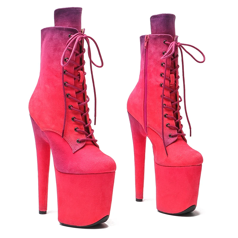Leecabe  20CM/8inches Gradual change of color Sexy boot Fetish Stripper Shoes Women Pole Dance Models Catwalk Show High Heels 3B