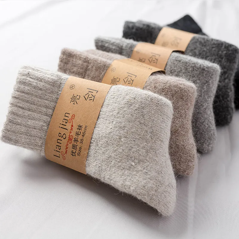 Winter Men's Thick Warm Wool Socks Harajuku Women Short Socks High Quality Casual Socks For Man Women 3 Pairs Freeship