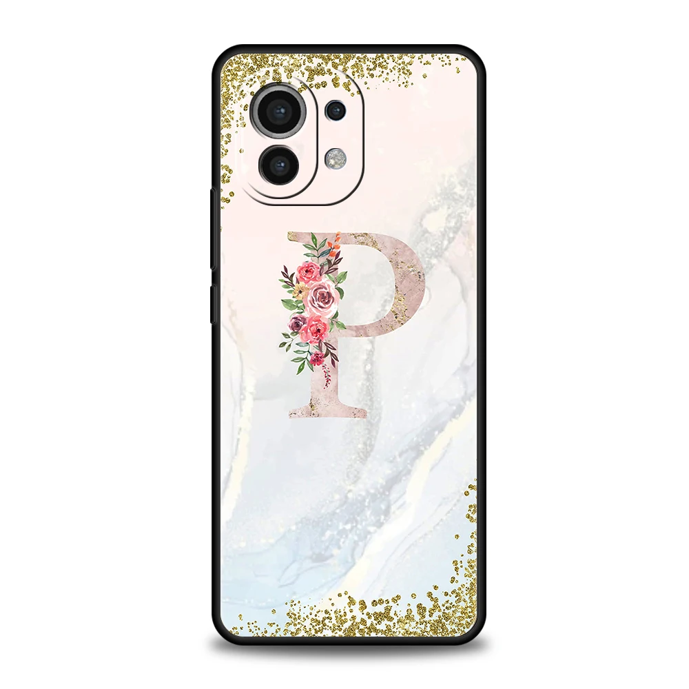 Flowers Letter Phone Case For Xiaomi Mi X3 X4 NFC F3 M3 M4 GT Note 9T 10T 10 11 Ultra 11T 11X 12 Pro Lite 5G Silicone Shell Bag