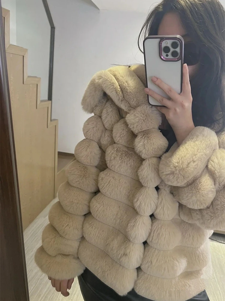 Personality Lapel Imitate Rex Rabbit Fur Fur Coat Women's High-Grade Fashionable Lady 2022 Winter Solid Color Clothes