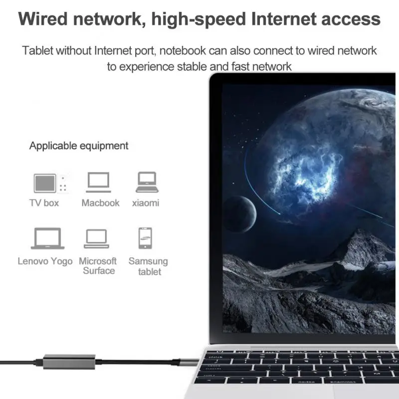 Фото Ethernet-адаптер Type-C к RJ45 гигабитная сетевая карта 10/100 Мбит/с Интернет-кабель для Ethernet-адаптер Type-C к RJ45 гигабитная сетевая карта 10/100 Мбит/с Интернет-кабель для