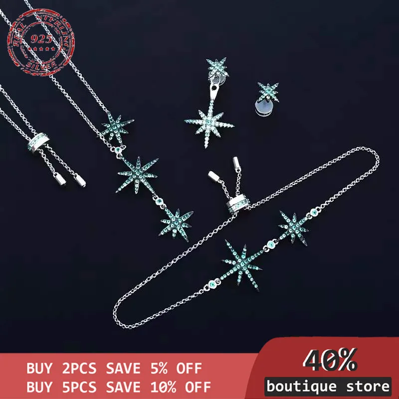 

Женское ожерелье из серебра 925 пробы с шестигранными звездами и звездами