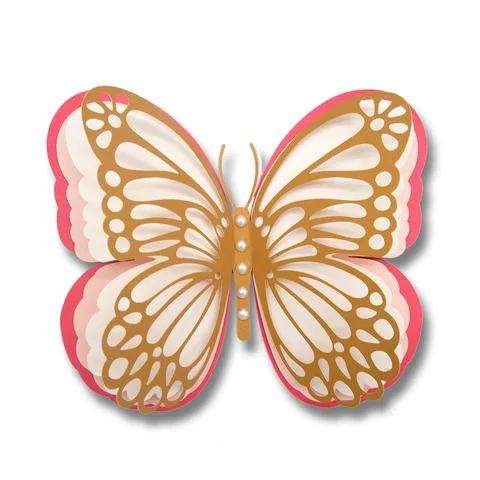 1/2 шт. 20/28 см 3D наклейка-бабочка s большой размер четырехслойные полые золотые наклейки с имитацией бабочки для воздушного шара Настенный декор