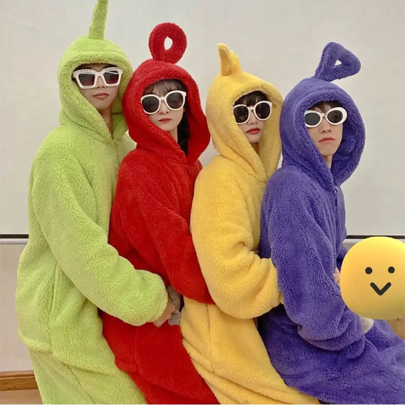 

Костюмы для косплея Teletubbies, комбинезоны в стиле унисекс, пижамы Lala, пижамы для взрослых, одежда для сна в виде животных, рождественские пижамы, комбинезоны