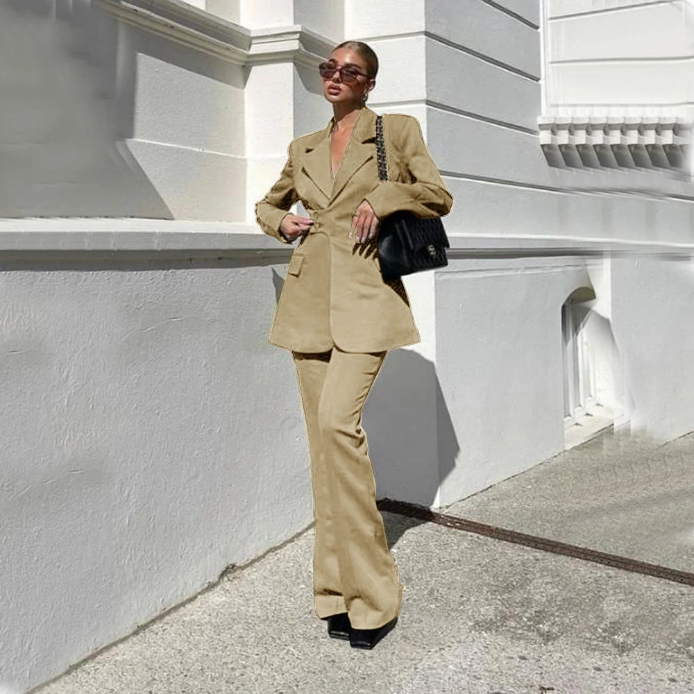 Slim Fit Ladies Suit Chic and Elegant Woman Pants Set Woman 2 Pieces Single-breasted Elegant Women's Sets Lapel  Luxury Suits