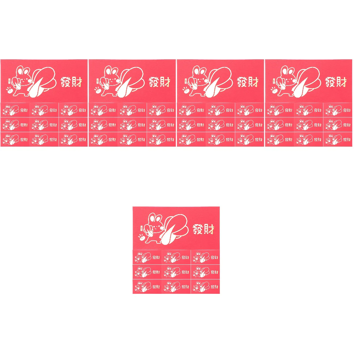 

60 New Year Rabbit Year Pouches Bag Cartoon Rabbit Printing Red Envelopes