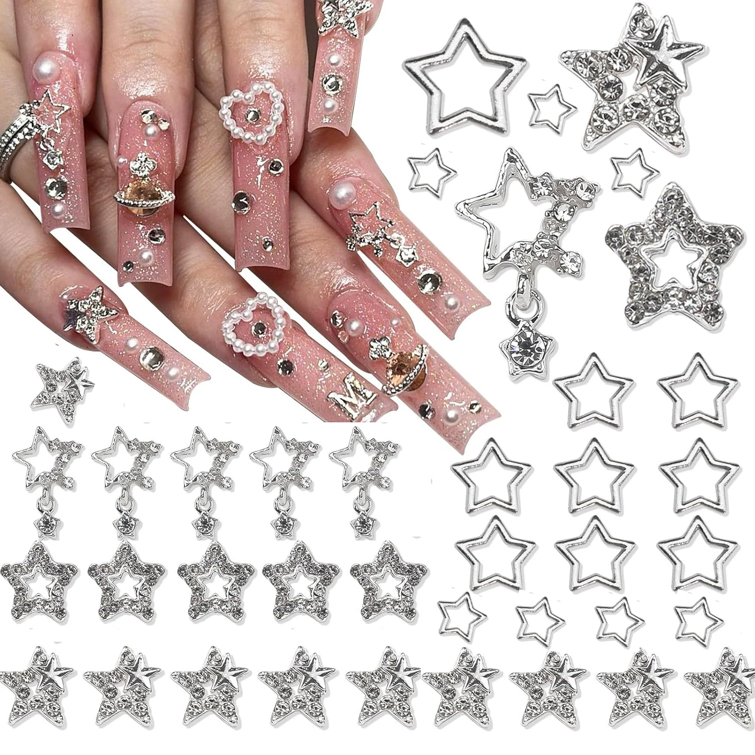 25 шт. подвески для ногтей в виде звезд