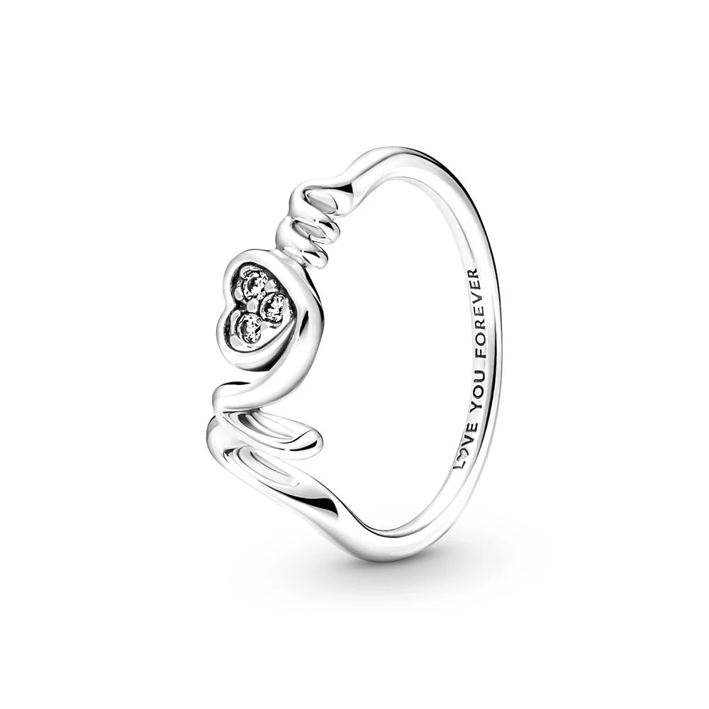 

925 Silver Mom Pavé Heart Ring fit Pandora Original Anniversary Party Gorgeous Jewelry for Woman Gift