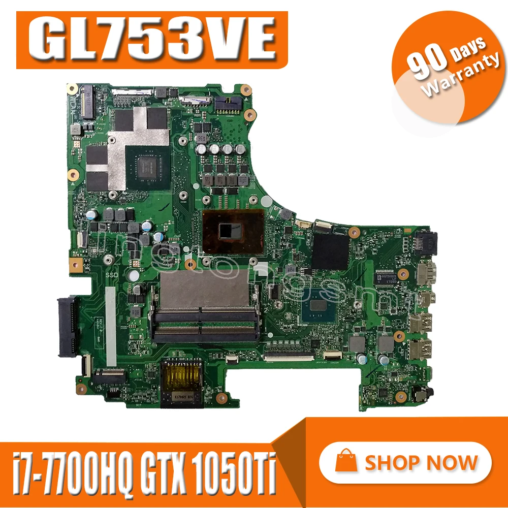 

Материнская плата GL753VD, материнская плата REV: 2,0 w/ GTX 1050Ti 4G GPU + i7-7700HQ 2,8 Ghz CPU для ноутбуков Asus ROG GL753V GL753VE GL753VD
