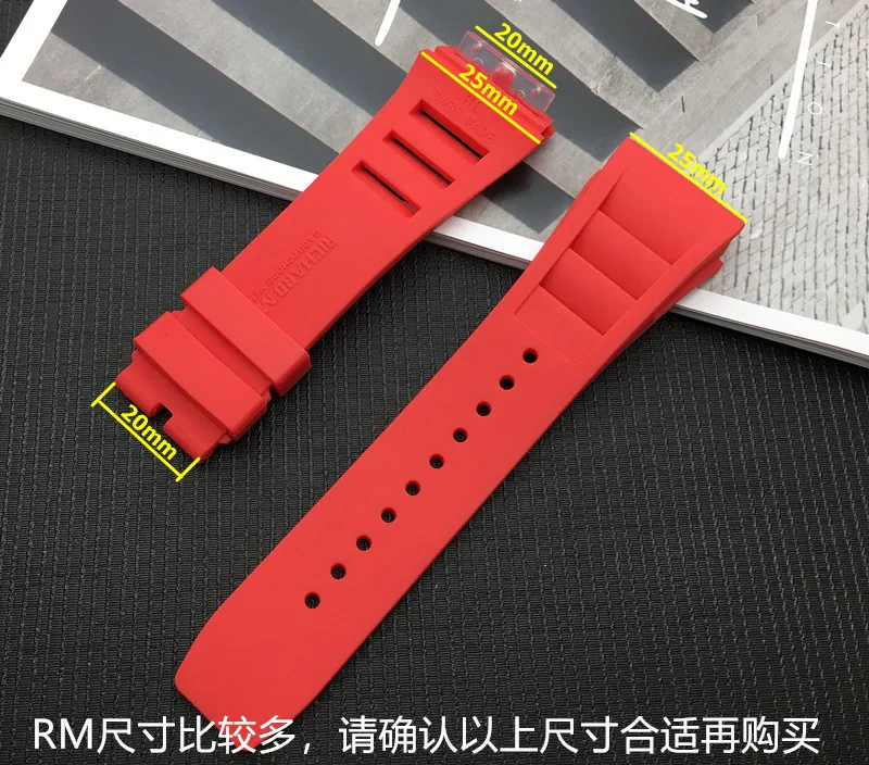 Watch Bracelet For Richard Mille RM055 011 Nature Soft Silicone Rubber Waterproof Watch Strap Watch Accessories Watch Band Chain