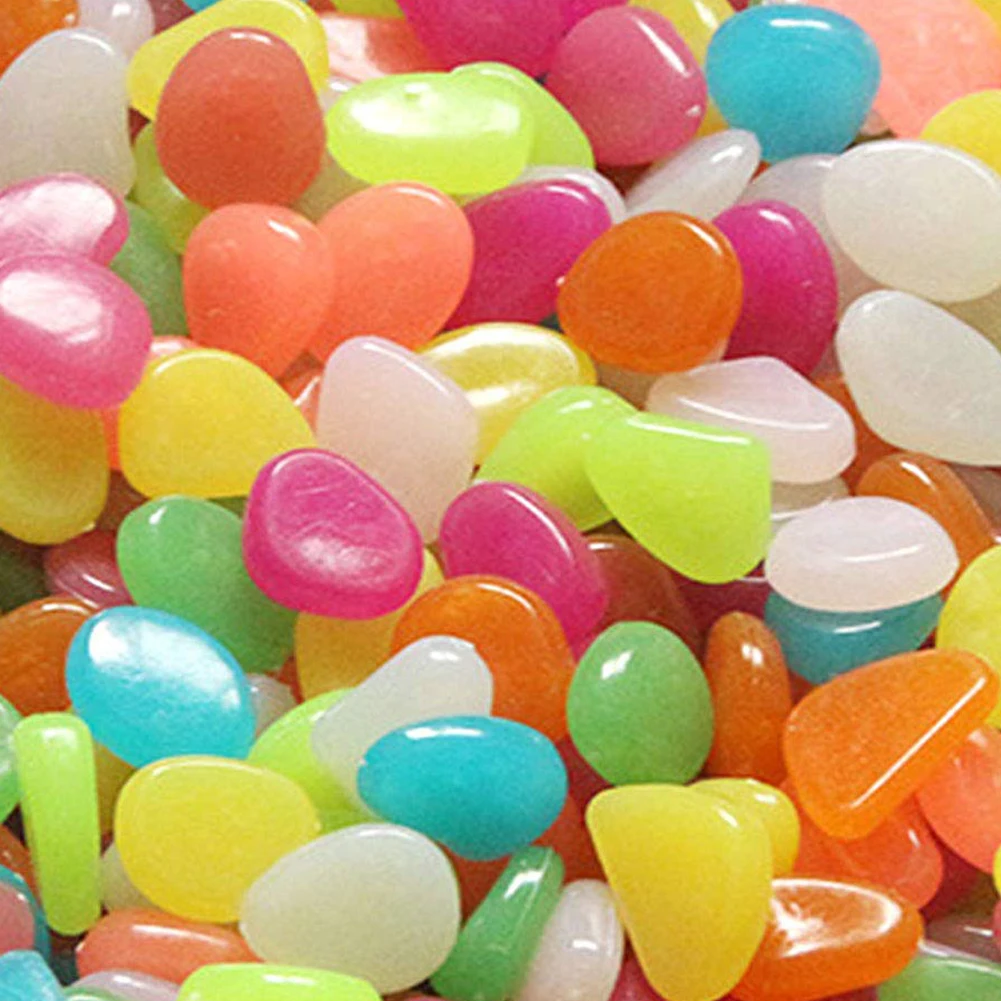 

Decorations 50PC Glow In The Dark Pebbles Luminous Stones Garden Walkaway Aquarium Fish Tank Photoluminescent Pigment + Resin
