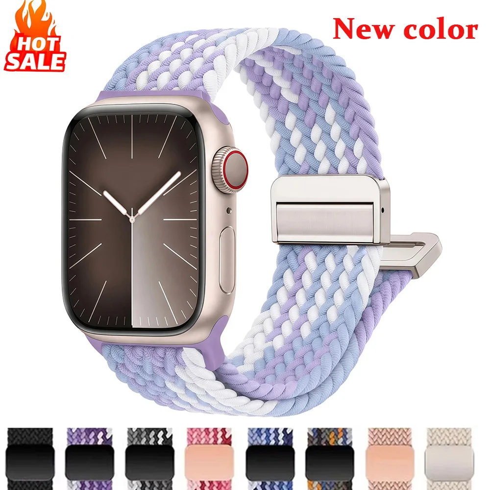 Фото Магнитные плетеные ремешки для Apple Watch 44 мм, 42 мм, 46 мм, 45 мм, 41 мм, 40 мм, 49 мм, спортивные браслеты серии 11, 10, 9, 7, 6, 8. №1