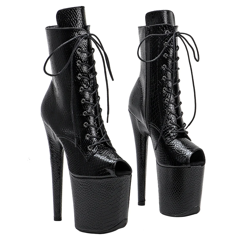 Leecabe  20CM/8inches ankle boots fish mouth   fashion for  lady party  High Heel platform Pole Dance boot