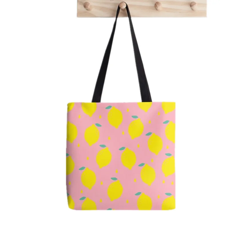 

2021 Shopper Sweet Lemon Cartoon Printed Tote Bag women Harajuku shopper handbag girl Shoulder shopping bag Lady Canvas Bag