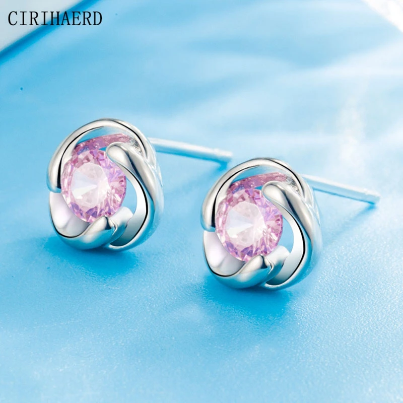 

3 Type Luxury Women's Earrings Cute Small Pin Clover Flower Crystal Zircon Stud Earrings Wedding Jewelry Gift Female Wholesale