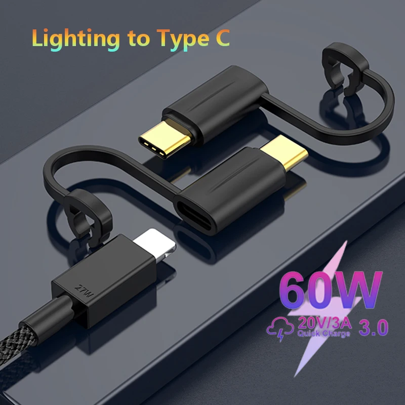 

PD 60W Lighting to Type C Charge Adapter USB C IOS Data Transfer Converter adaptador For iPhone 15 iPad Huawei Xiaomi Samsung