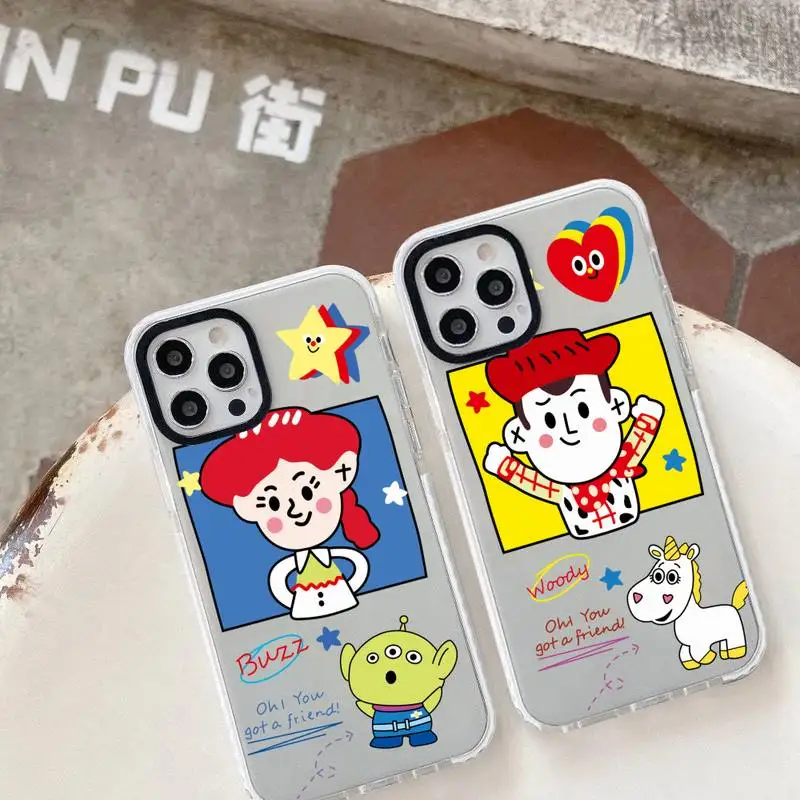 

Cartoon Toy Story Woody Alien Phone Case For iphone 14 Plus 13 12 11 Pro Max Soft Casetify White Border Cover Fundas