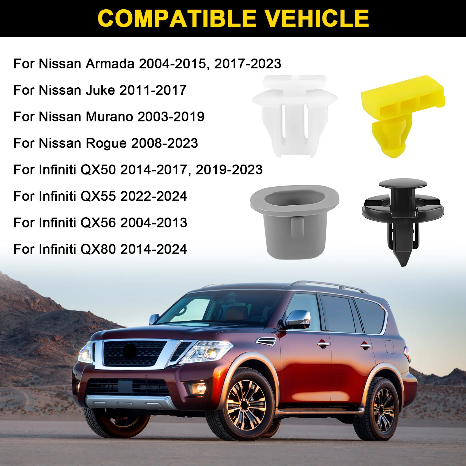 46 шт. фиксаторы для накладки колесной арки Nissan Armade Juke Murano Rogue Infiniti QX56 QX80 01553-09321